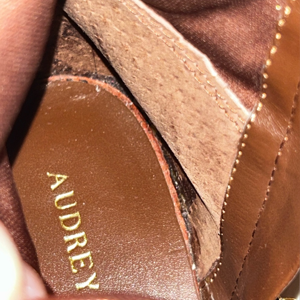 Audrey Brooke Abannya Brown Leather Heeled Riding Boots Zipper Lined Size 7 - Picture 9 of 13